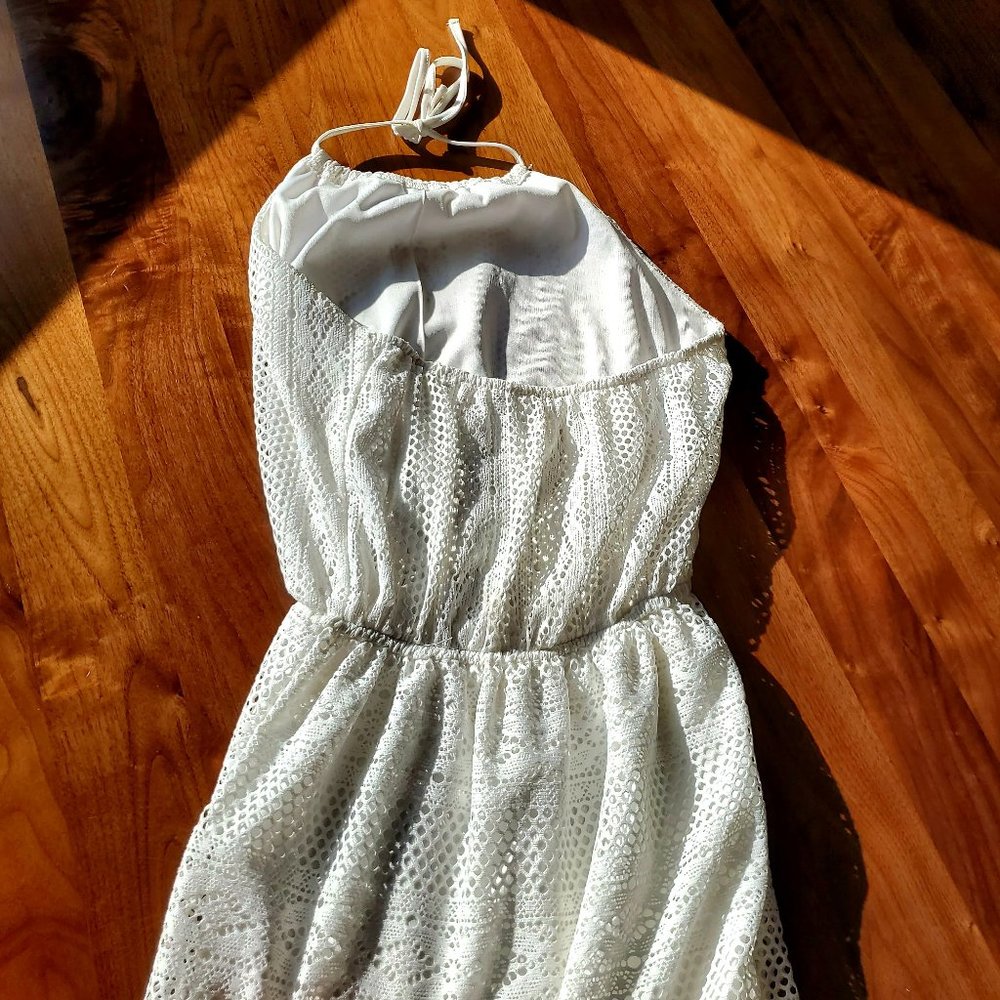 🆕️ 👰🏻 NWOT White Lace Double High-Slit Dress - Picture 5 of 6